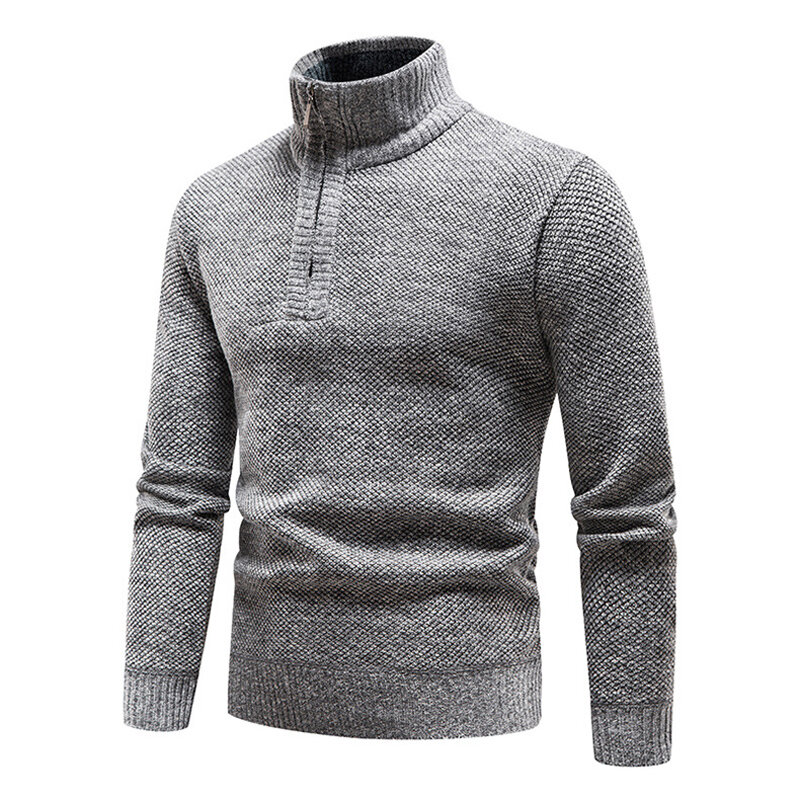 Зимний мужской флисовый плотный свитер, водолазка на молнии, теплый пуловер, качественные Мужские приталенные вязаные шерстяные свитера для весны