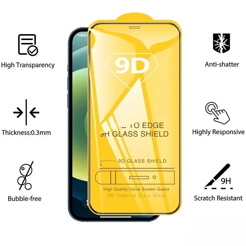 1-5Pcs 9D Tempered Glass for IPhone 11 12 13 Pro Max 8 Plus Screen Protector for IPhone 13 14 15 PRO XS MAX XR Full Cover Glass