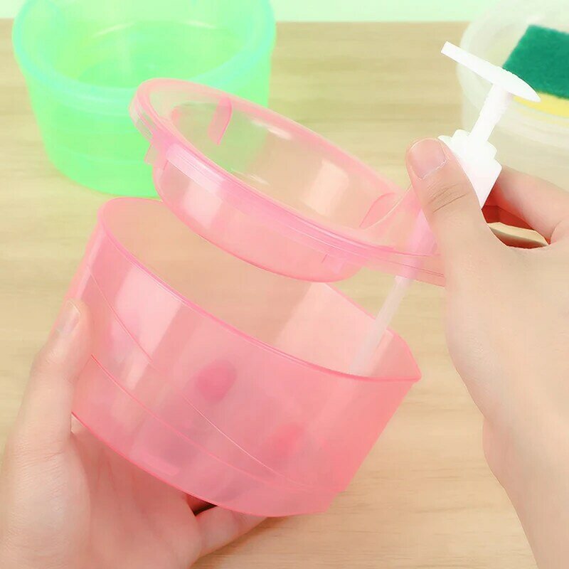 1000ml Soap Dispenser and Scrubber Holder Multi-functional Cafe Dishwashing Container Manual Sink Dish Washing Soap Dispenser