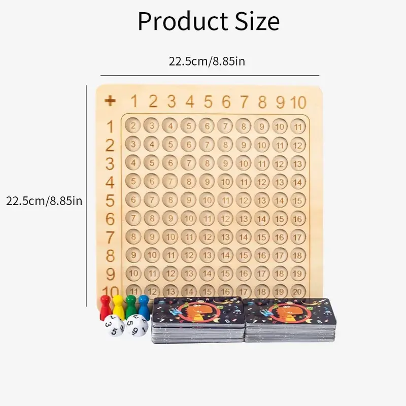 Madeira montessori multiplicação jogo de tabuleiro matemática jogo de quebra-cabeça para crianças criança aprendizagem brinquedos educativos com um tabuleiro de xadrez