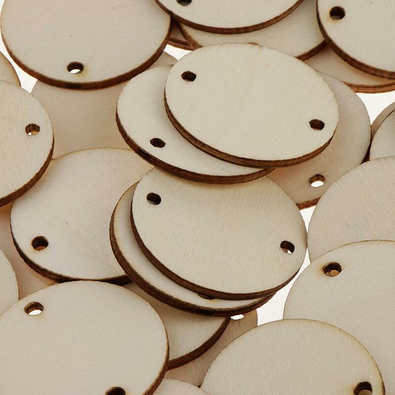 2X 100 Pieces Round Unfinished Wooden Slices Discs DIY Art Crafts 35 x 2 mm