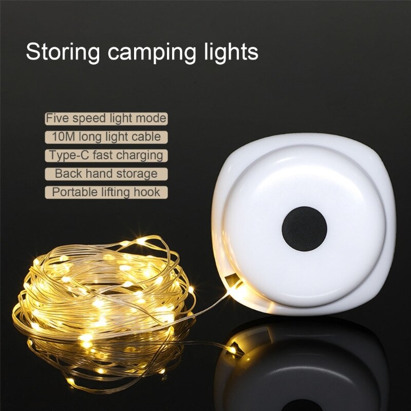 Luzes de acampamento duráveis ​​e à prova d'água Cordas de luzes portáteis ao ar livre Modos ajustáveis ​​Quintal e uso em
