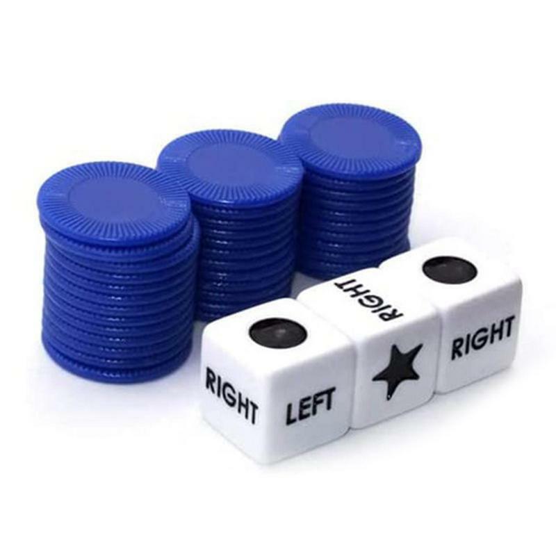 Left-Right Center Dice Game Acessórios para Amigos da Família, Nights Board Games, 1 Set