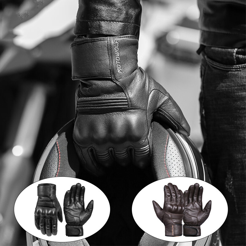 Nuovi guanti da moto impermeabili invernali guanti in pelle per uomo guanti termici caldi interni Touch Screen moto MTB Bike Riding