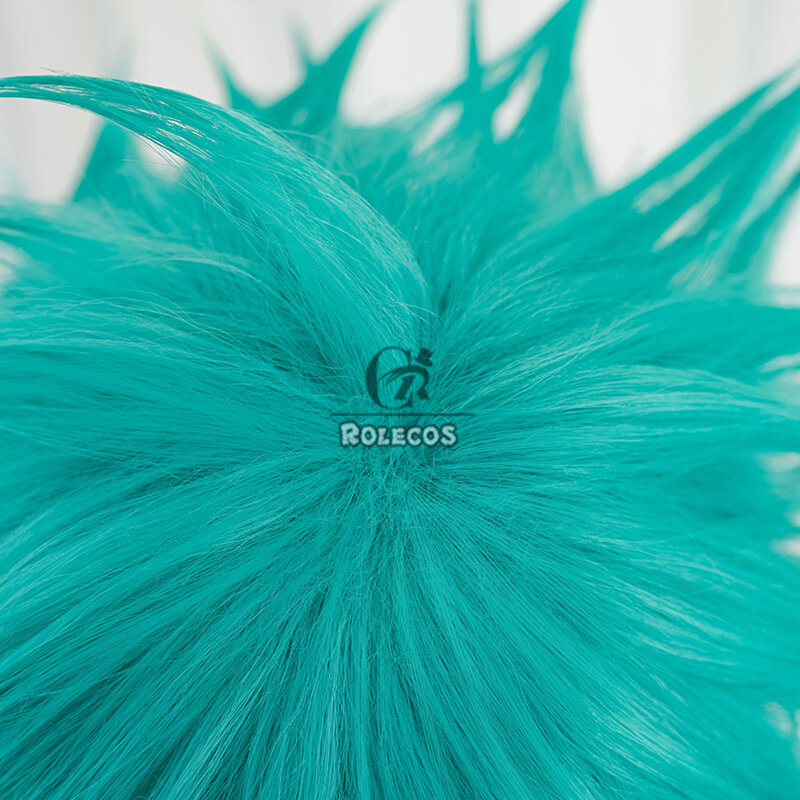 ROLECOS-LOL Heartsteel Aphelios Cosplay Perucas masculinas, peruca curta e reta, cabelo sintético azul e verde, resistente ao calor, 30cm