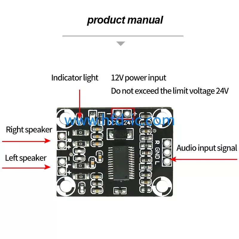 CA-3110 2X15W Digital Audio Stere Amplifier Board Module Mini Binaural AMPController 100dB DC8-24V TPA3110 Amplifier Audio Board