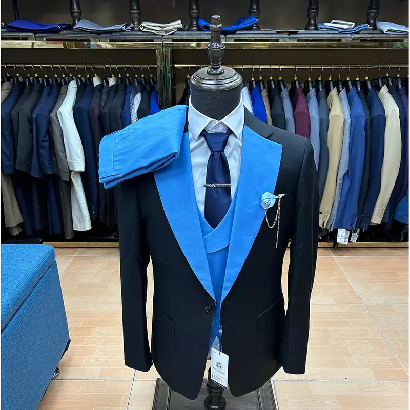 H272 Cross-border foreign trade suit suit men's large size three-piece dress suit slim groomsman and groom