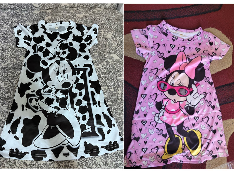 Minnie Mouse Dress stampa leopardata abiti da festa di natale bambini ragazze regali di compleanno 2-8Y bambini ragazze vestono vestiti della neonata