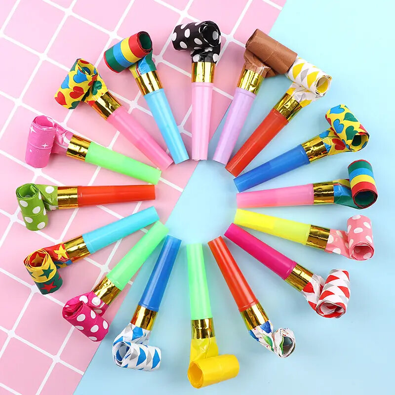 10 Stück, mehrfarbige Party pfeife, Dekorations artikel für Geburtstags feiern, Spielzeug zur Herstellung von Geräuschen