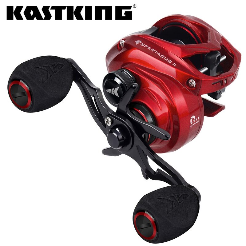 Carrete de Baitcasting de color rojo de KastKing Spartacus II 8KG Max Drag 7 + 1 bobina de pesca de alta velocidad