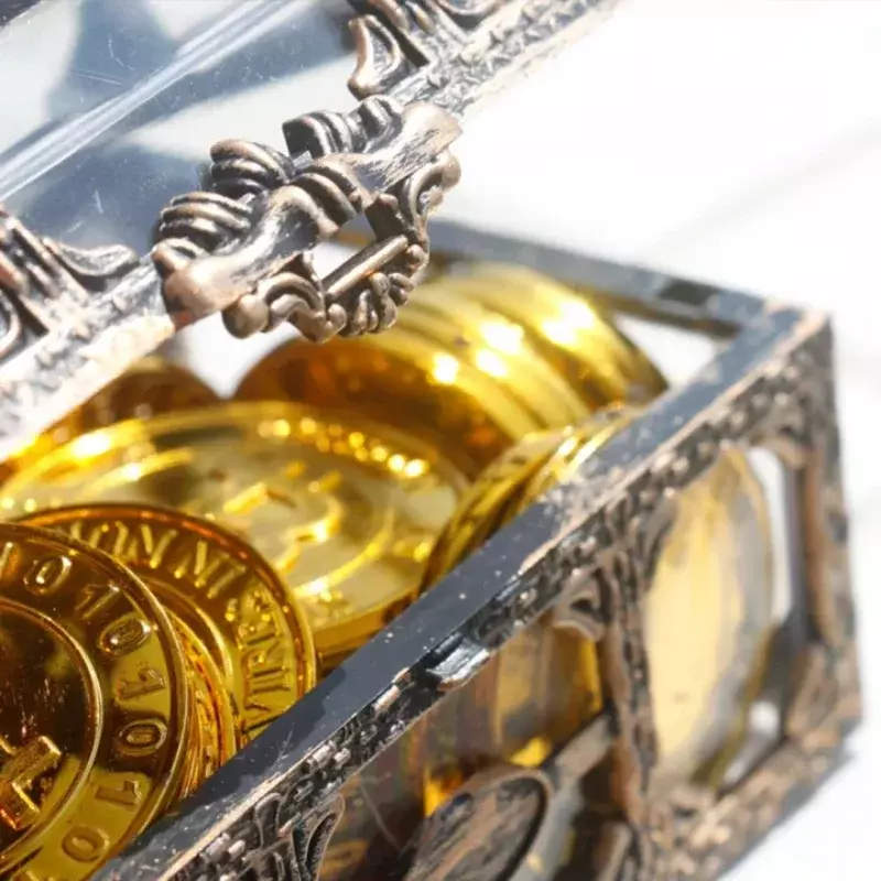 Caja de almacenamiento de tesoro pirata transparente para mujer, organizador Vintage de pendientes, joyas de gemas de cristal, baratija, vitrina de viaje