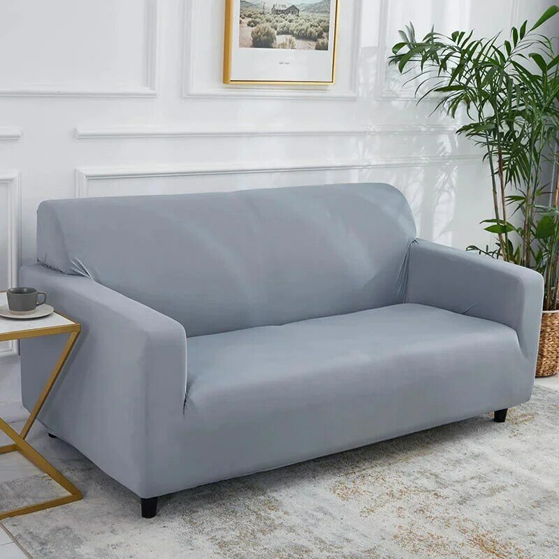 Wysoka elastyczna Super miękka narzuta Solid Color Stretch Sofa do salonu pokrowiec na przekrój w kształcie litery L Sofa 1/2/3/4 Seat