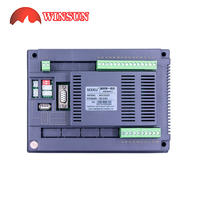 Écran tactile tout-en-un HMI PLC 7 pouces, avec panneau intégré PLC 0-10V 4-20MA analogique MODBUS RTC, sortie relais et Transistor