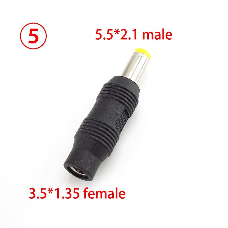 DC 6.5mm 5.5X 2.1mm 2.5mm 3.5mm 1.35mm Power Adapter Connectors Female To Male PC Tablet Power Charger Adaptor Jack Plug