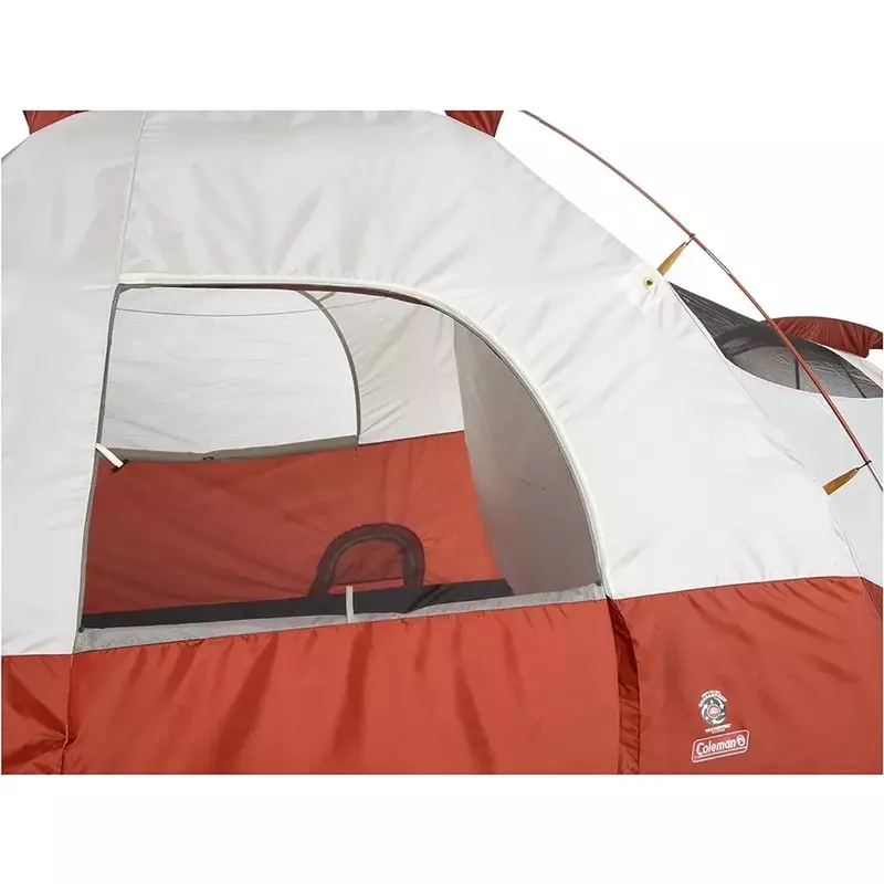 Tente de camping Coleman 8-Mortgage, mouche anti-pluie, ventilation réglable, poches de rangement, sac de transport, installation rapide, sans fret