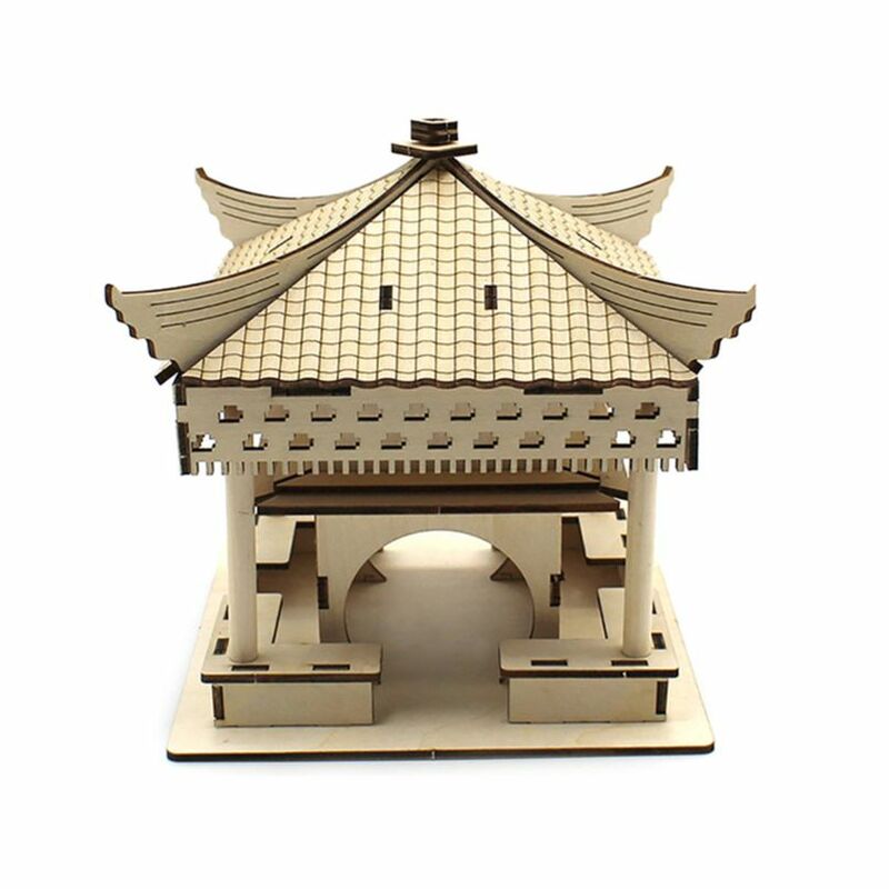 Tự Làm 3D Xếp Hình Gỗ Vintage Lắp Ráp Pavilion Hình Mẫu Cho Trẻ Em Đồ Chơi Trẻ Em Quà Tặng Sinh Viên Dự Án Khoa Học Thực Nghiệm Bộ