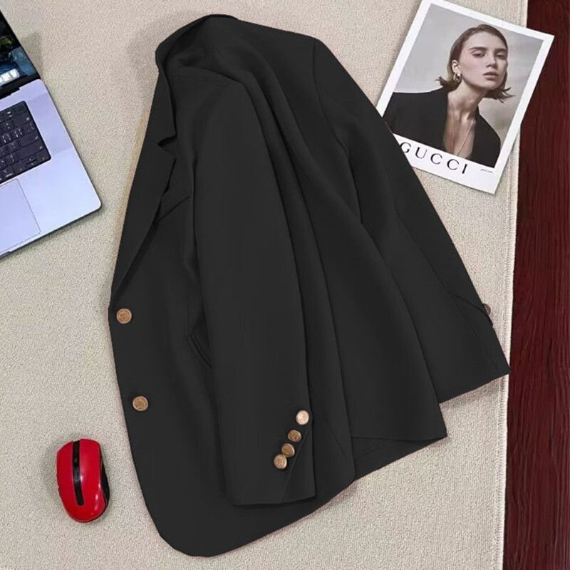 Spring Autumn Solid Elegant Korean Casual Women Blazers New Fashion Single Breasted Suit Female Coats Splice Office Lady Clothes