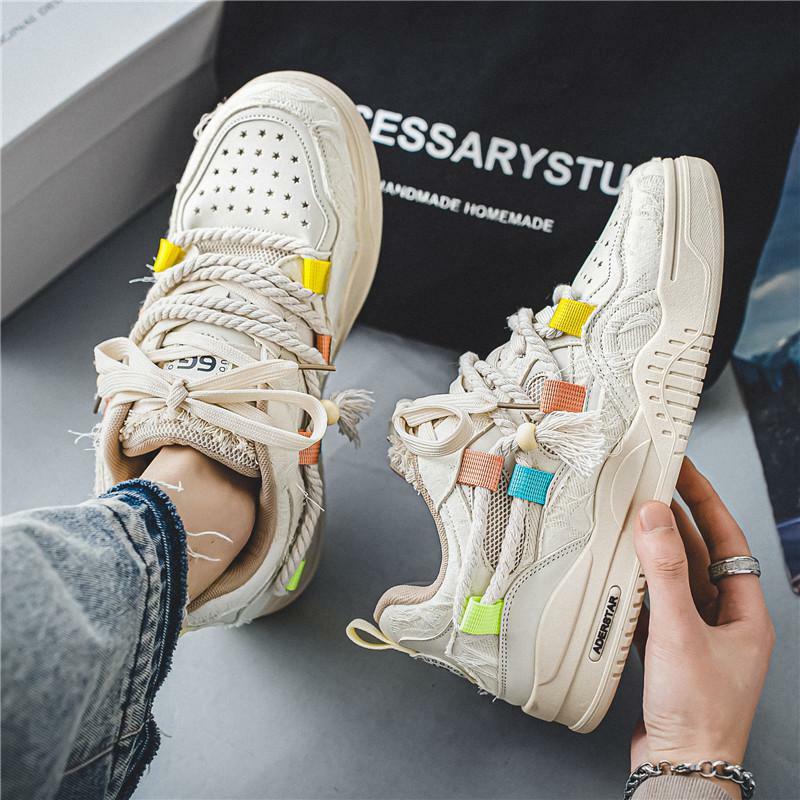 Autumn Men's Shoes 2023 New Casual Leather Shoes Men's Easy Wear Borad Shoe Breathable White Shoes Spring and Autumn Fashionable
