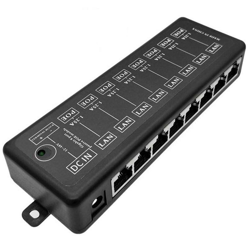 POE Injector 8 Ports Poe Power Adapter Ethernet Power Supply For CCTV Network POE Camera Power Over Ethernet