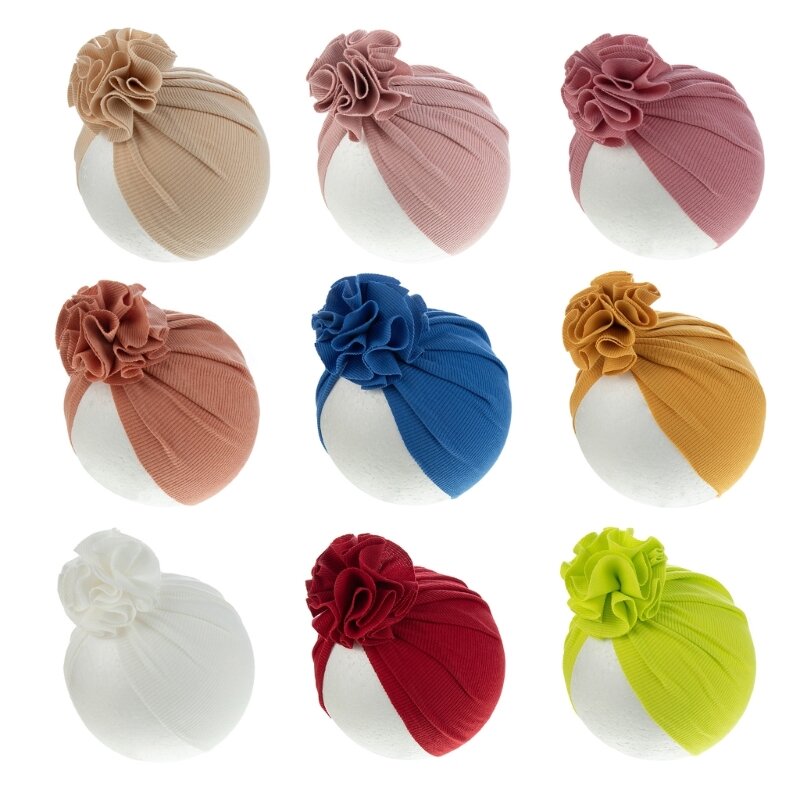 Niedliche Baby-Turban-Mütze für Neugeborene, fetale Mützen mit für Kleinkinder, atmungsaktiv, einfarbig, Kopfbedeckung,