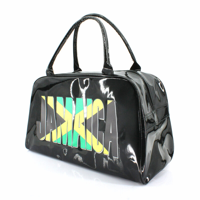 Sac fourre-tout noir brillant vintage, sac de sport, sac de voyage, Jamaïque