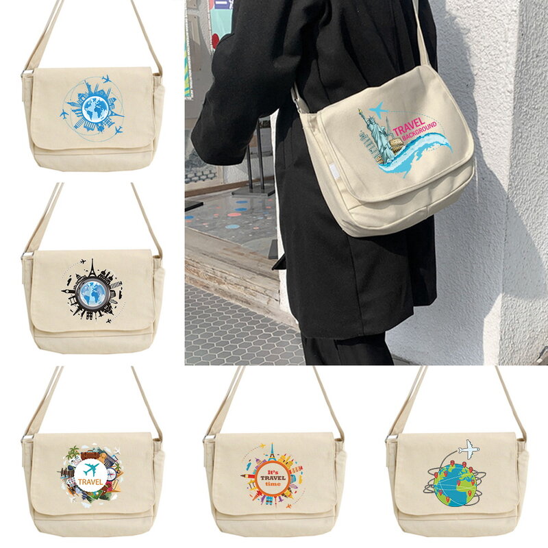 Messeng saco japonês versátil multi-função mensageiro saco masculino e feminino moeda lazer tempo de um ombro padrão de viagem sacos