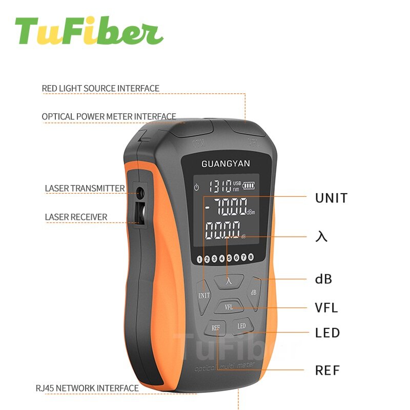 Medidor de potencia de fibra óptica 6 en 1, localizador Visual de fallas, Cable de red, buscador de línea de prueba, alta precisión, recargable, OPM G8, VFL