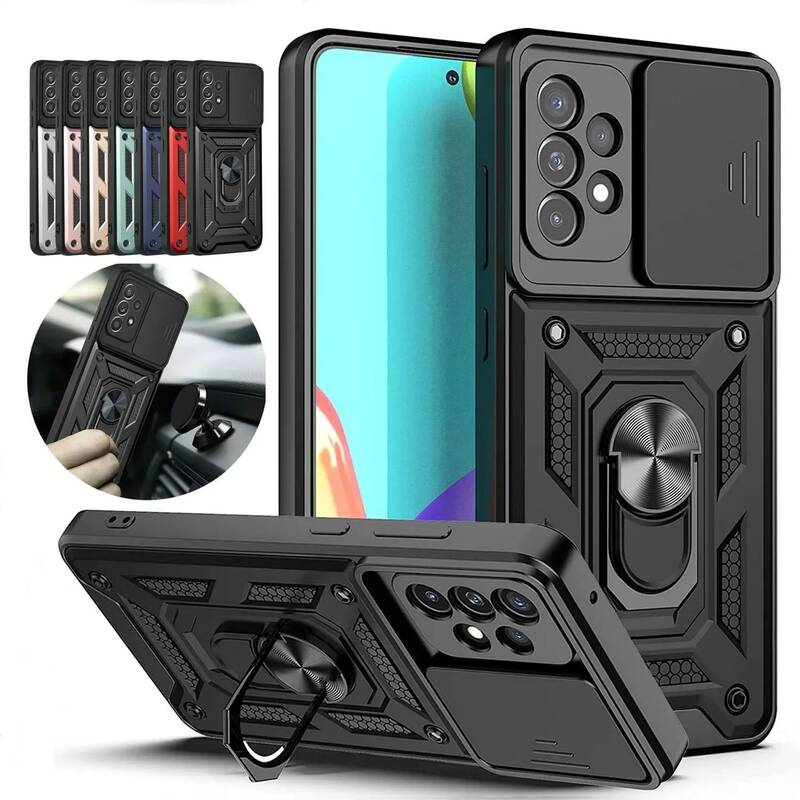 Armor Shockproof Magnetic Ring Stand Holder Case  For Samsung Galaxy S24 S23 S22 S21 Ultra S24 Plus S20FE  Note 20 10 Lens Cover