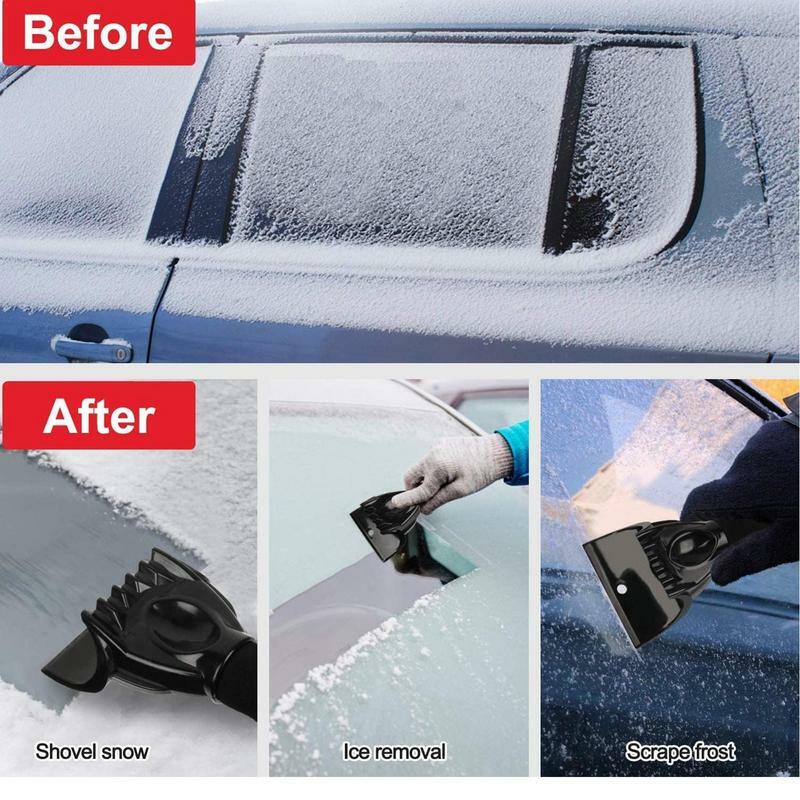 Pengeruk salju jendela mobil, sikat penghilang salju multifungsi untuk mobil 2 In 1 kepala untuk memecahkan es dan mengumpulkan salju otomotif