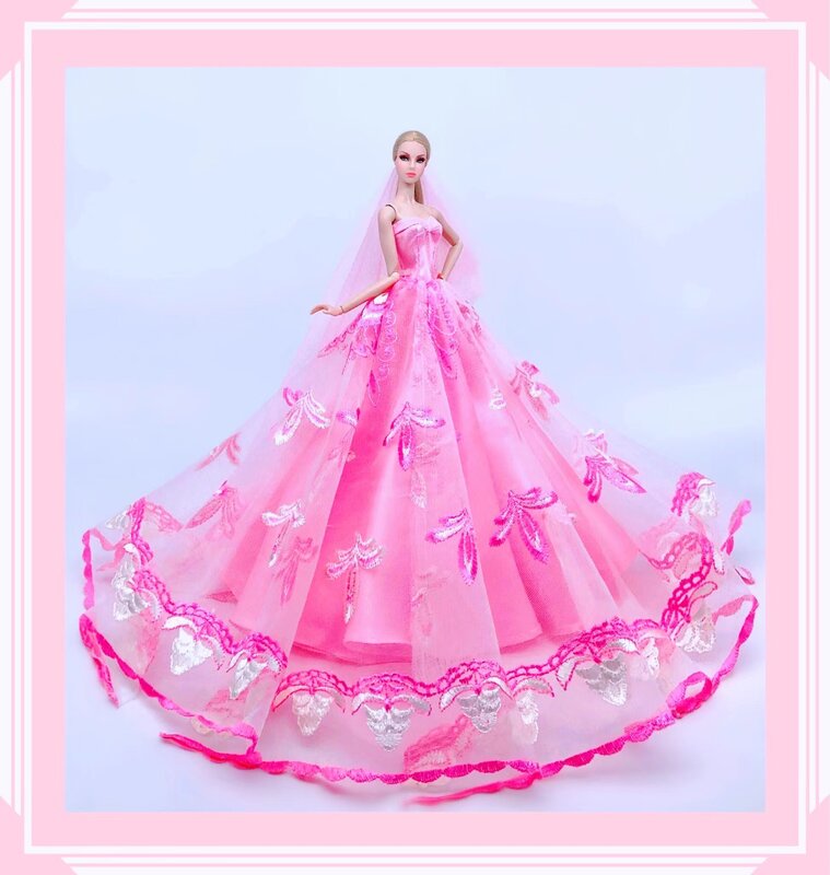 Caso genuíno para boneca Barbie, vestido de casamento, roupas de princesa, moda nova, acessórios autênticos, moda