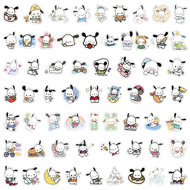 Pegatinas Kawaii Sanrio Pochacco para niños, pegatinas de dibujos animados para álbum de recortes, equipaje portátil, juguetes impermeables, 10/30/60 piezas