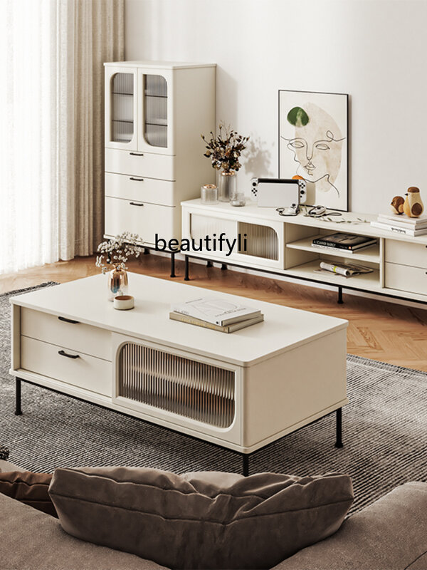 Yj-mesa de centro minimalista italiana, pata alta, sala de estar creativa, hogar, minimalista, moderna, multifuncional