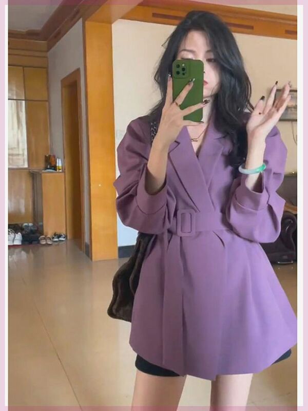 2024 coreano nuove donne abbigliamento retrò stile Hong Kong Chic riduzione dell'età bella moda stile Chic viola giacca Top