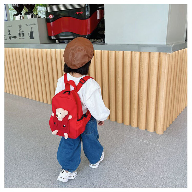 Ransel beruang kecil anak laki-laki dan perempuan, tas punggung hadiah ransel siswa bordir Nama kartun kustom baru