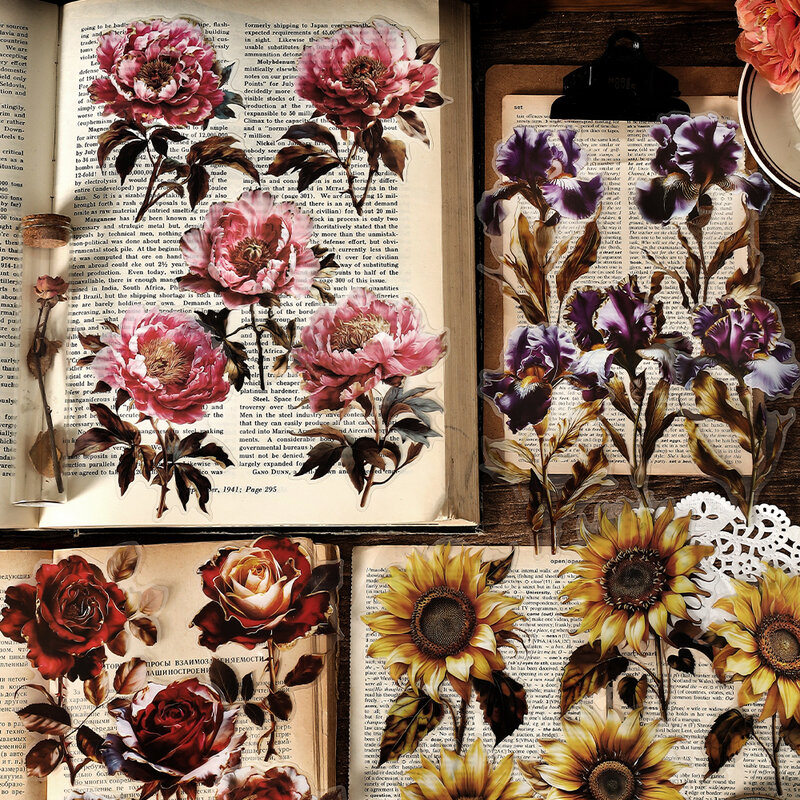 8packs/LOT Gentle flower affairs series markers photo album decoration PET sticker