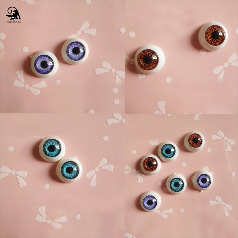 Juego de Ojos de muñeca de 12mm de diámetro, coloridos ojos acrílicos medio redondos seguros para manualidades de oso, 1 par