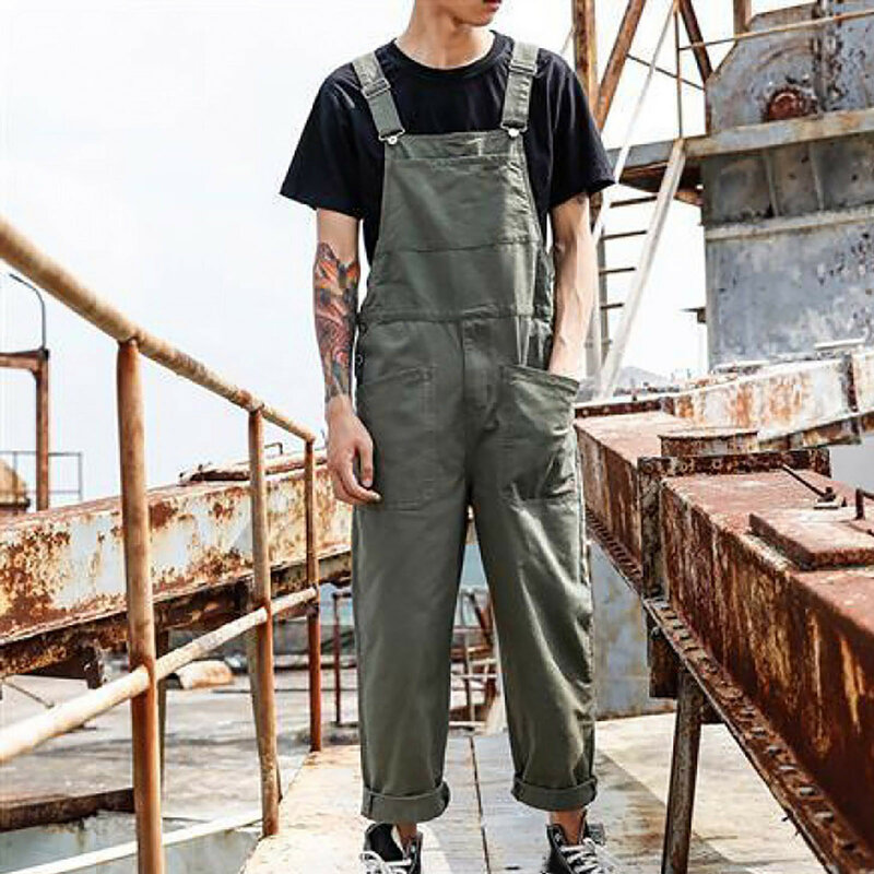 Hiking Pants Mens Slim Fit Bib Overalls Man Fashion Relaxed Fit Casual Jumpsuit male Cotton Lightweight Overalls With Pockets