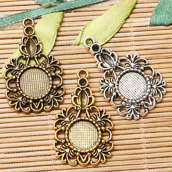 Amuletos florales de forma redonda para fabricación de joyas, cabujón de 10mm, en 3 colores, 12 piezas