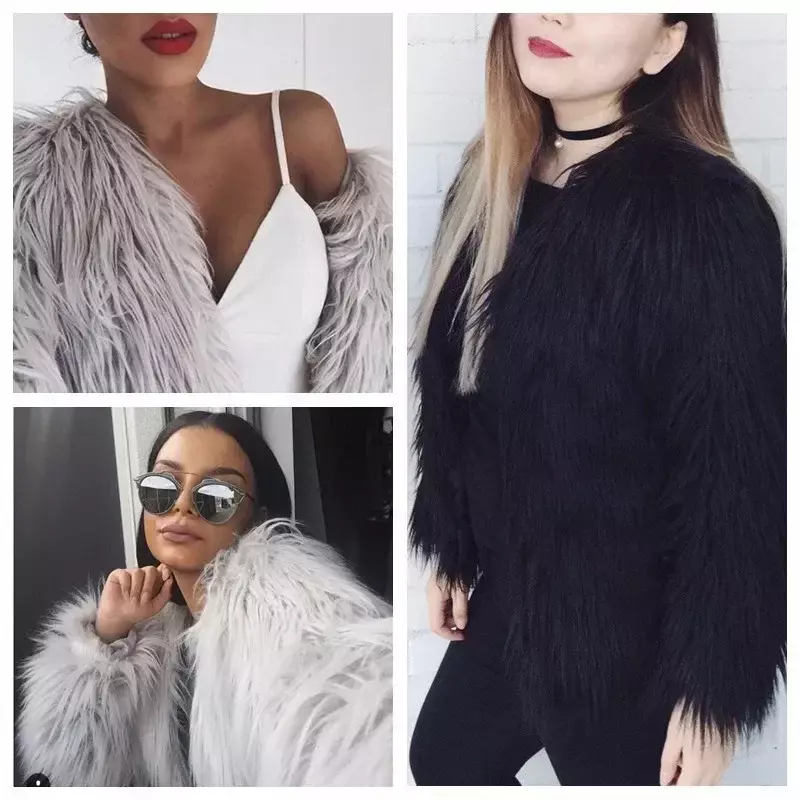 Winter Faux Fur Coat for Women, Female Jacket, Fuzzy Fur Coat, Thick, Warm, Fluffy, Artificial, Casual Jacket, Outerwear, 2023