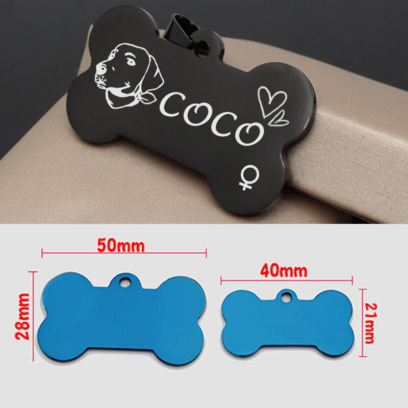 Bone Dog ID Tag collare per animali domestici ciondolo personalizzato inciso cane faccia nome per gatto cucciolo portachiavi fascino collana accessori genere