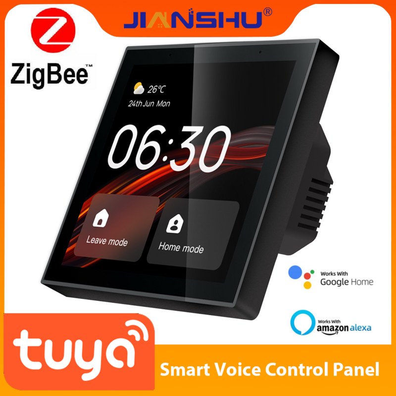 Jianshu Smart Home Tuya Control Panels Scene Switch Alexa Built-In Zigbee Panel Smart Life  Alexa With Screen And Voice for Home