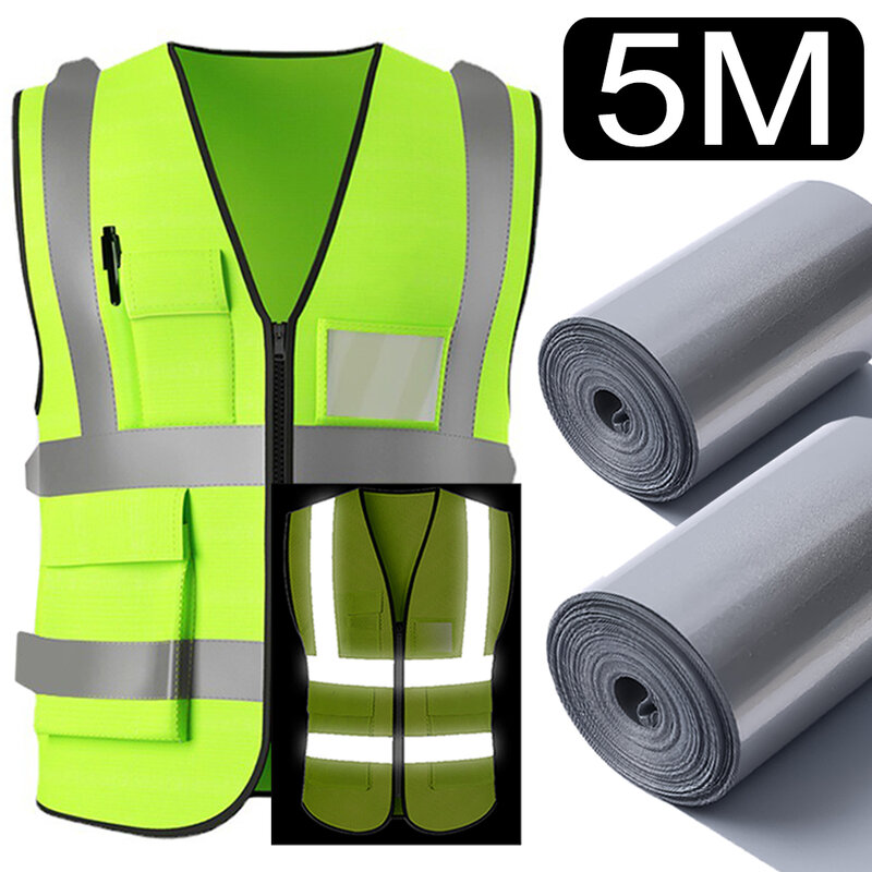 5M/Roll Reflective Heat Transfer Film Safety Reflector Sticker Roadway Night Warning Strip Bag Shoes Cloth Heat Decals