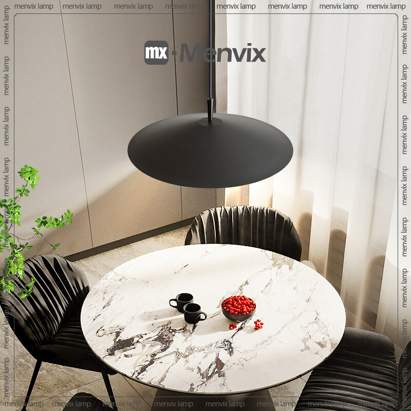 Menvix 북유럽 디자인 LED 펜던트 조명, 테이블 다이닝 룸 주방 행잉 램프, 고정장치 홈 아트 장식, 블랙 조명 광택