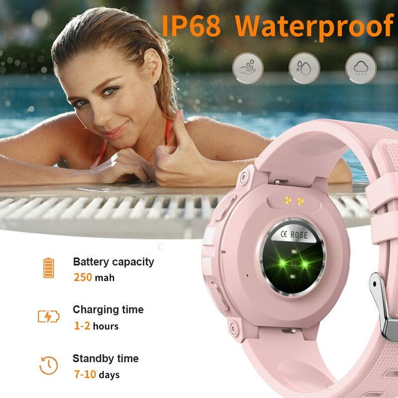 MELANDA Sport Smart Watch Women Bluetooth Call Smartwatch IP68 Waterproof Fitness Tracker Health Monitoring for IOS Android MK60