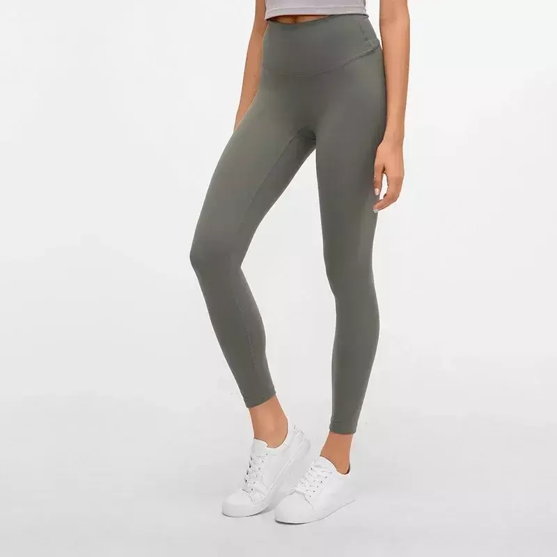 LuluLogo-pantalones de Yoga para mujer, mallas deportivas de cintura alta, sin costura frontal, para gimnasio, correr