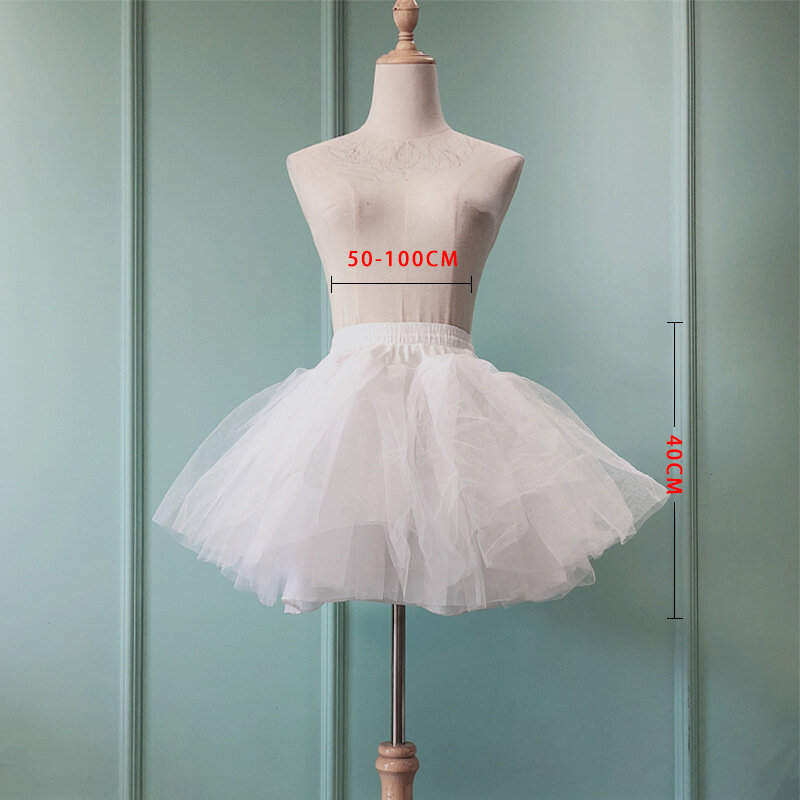 Women's Petticoat Short Maid Dress Pompadour Skirt Daily Boneless Violence Skirt Brace Three Layers of Yarn Petticoat