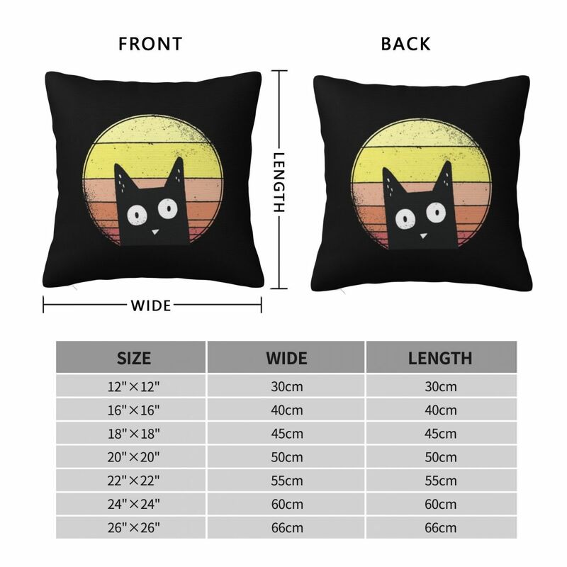 석양 고양이 사각형 베개 커버, 폴리에스터 쿠션 지퍼 장식, 편안한 던지기 베개, 가정용 자동차