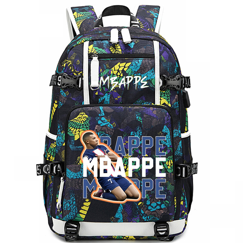 Mbappe avatar printed children's schoolbags youth backpacks casual outdoor travel bags