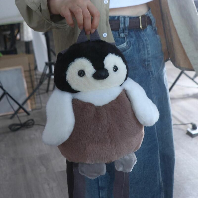 Penguin Plush Toys Mobile Phone Bag Cellphone Holder Stuffed Backpack Bag Plush Shoulder Bag Animal Backpack Penguin Plush Bag
