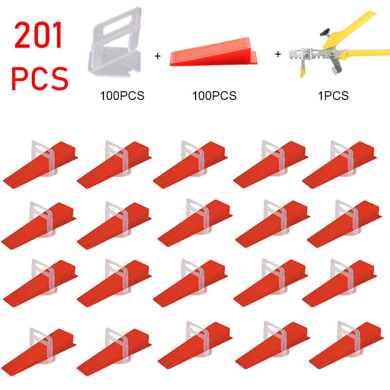 201Pcs กระเบื้อง Wedges Cremic ระบบปรับระดับกระเบื้องสำหรับกระเบื้องปูกระเบื้องการจัดตำแหน่งชุดเครื่องมือช่างของเล่น Self-Leveling รั้งกระเบื้อง